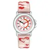 Montre enfant Certus - Acier cuir rose coeurs - Quartz - Etanche 30m