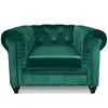 Fauteuil Chesterfield Velours Vert - MENZZO - 1 place - Avec accoudoir...
