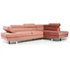 MENZZO Canapé d'angle avec têtières relevables Alfa Velours Rose