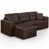 Canapé d'angle convertible Toledo Marron - Réversible - Cuir - 3 place...