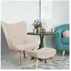 Fauteuil scandinave - MENZZO - Lylou - Tissu/Bois - Beige - Avec accou...