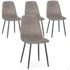 MENZZO Lot de 4 chaises matelassées Norway Velours Taupe Pieds Noir