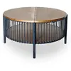 MENZZO Table basse ronde avec rangement L84cm Curcuma Bois et Métal ma...