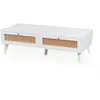 MENZZO Table basse 2 tiroirs avec cannage Dalgora L120cm Blanc