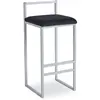 Tabouret de Bar Velours "Dakota" 80cm Noir & Argent