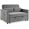 Canapé Convertible 2 Places Velours Léa 133cm Gris