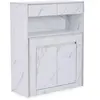 MENZZO Console extensible avec rangement Fontano Effet marbre blanc