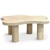 Table basse forme nuage 69x100cm Lagoon Effet Travertin Beige