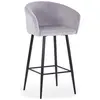 Chaise de bar - MENZZO - Bobby Velours Argent - Tissu - Gris - Contemp...
