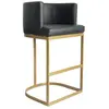 MENZZO Chaise de bar Noellie Simili P.U. Noir Pieds Or