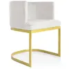 MENZZO Chaise / Fauteuil Noellie Velours Blanc pieds Or