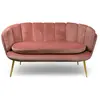 Canapé 2 places arrondi Brenda Velours Rose pieds Or