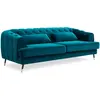 MENZZO Canapé capitonné 3 places style boudoir Glams Velours Bleu canard