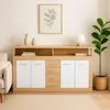 MENZZO Buffet contemporain L190cm 4 portes er 4 tiroirs Lunata Bois sonoma et Blanc
