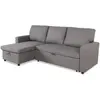 Canapé d'angle convertible MENZZO Baleares - Tissu Gris - Coffre de ra...