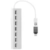 Hub USB T'nB USB-A Aluminium vers 7 X USB-A Blanc et Gris