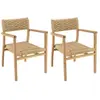 MACABANE VALERIA - Lot de 2 fauteuils jardin teck rotin synthétique mo...