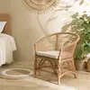 MACABANE KALLY - Fauteuil en rotin naturel avec coussin dassise blanc