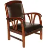 MACABANE ERIS - Fauteuil teck et cuir marron