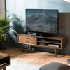 Meuble TV - MACABANE - LAURE - Bois Mindi - 2 tiroirs 2 niches
