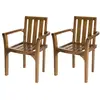MACABANE MAEVA - Ensemble de 2 fauteuils empilables en bois teck huilé