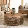 Table basse ronde en tissage de fibre de cocotier - MACABANE - ALIDA -...