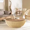 Table basse ronde en rotin beige - MACABANE ALIDA - 100x100cm