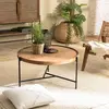 Table basse ronde en bois de teck recyclé - MACABANE ALIDA