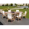 Lot de 2 fauteuils de jardin en teck et textilène - Ivoire JARDITECK