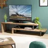 MACABANE ALIDA - Meuble TV marron 2 niveaux Teck recyclé Acacia Mahoga...