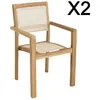MACABANE FUN - Lot de 2 fauteuils empilables bois teck et textilène be...