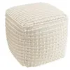 Pouf - MACABANE - SACHA - Laine texturée - Ivoire