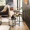 MACABANE JONAS - Set de 3 tables gigognes rondes aluminium noir doré a...