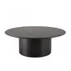 MACABANE DALY - Table basse ronde noire 90x90cm piètement métal