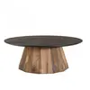 Table basse ronde en bois recyclé noir - MACABANE ANDREA - 90x90cm