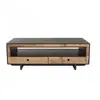 Table basse - MACABANE - ANDREA - Bois Pin recyclé naturel et noir - 4...