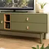 MACABANE ETHAN - Meuble TV 1 porte 2 tiroirs et 2 niches en bois vert