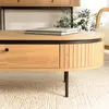 MACABANE ETHAN - Table basse arrondie bois couleur naturelle 2 tiroirs