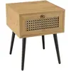 MACABANE CHARLIE - Table de chevet bois 1 tiroir effet cannage marron