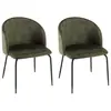 MACABANE AUGUSTIN - Lot de 2 chaises velours vert sapin dossier envelo...