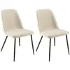 MACABANE AUGUSTIN - Lot de 2 chaises tissu écru dossier droit pieds ac...