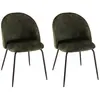 MACABANE AUGUSTIN - Lot de 2 chaises velours vert sapin dossier arrond...