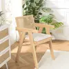 MACABANE ALBANE - Fauteuil bois d'Hévéa assise tissu blanc dossier rot...