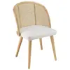 MACABANE ALBANE - Chaise bois d'Hévéa assise tissu blanc dossier arron...
