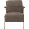 MACABANE ALBANE - Fauteuil lounge tissu taupe métal doré accoudoirs bo...