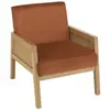 MACABANE AGATHE - Fauteuil velours orange pieds bois et accoudoirs rot...