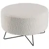 MACABANE ALBANE - Pouf rond tissu bouclette blanc pieds croisés métal ...