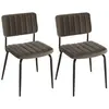 MACABANE AGATHE - Lot de 2 chaises velours gris foncé pieds en métal n...