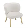 MACABANE ALBANE - Fauteuil en tissu bouclette blanc pieds en bois