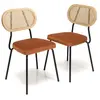 MACABANE ALBANE - Lot de 2 chaises métal noir assise velours orange am...